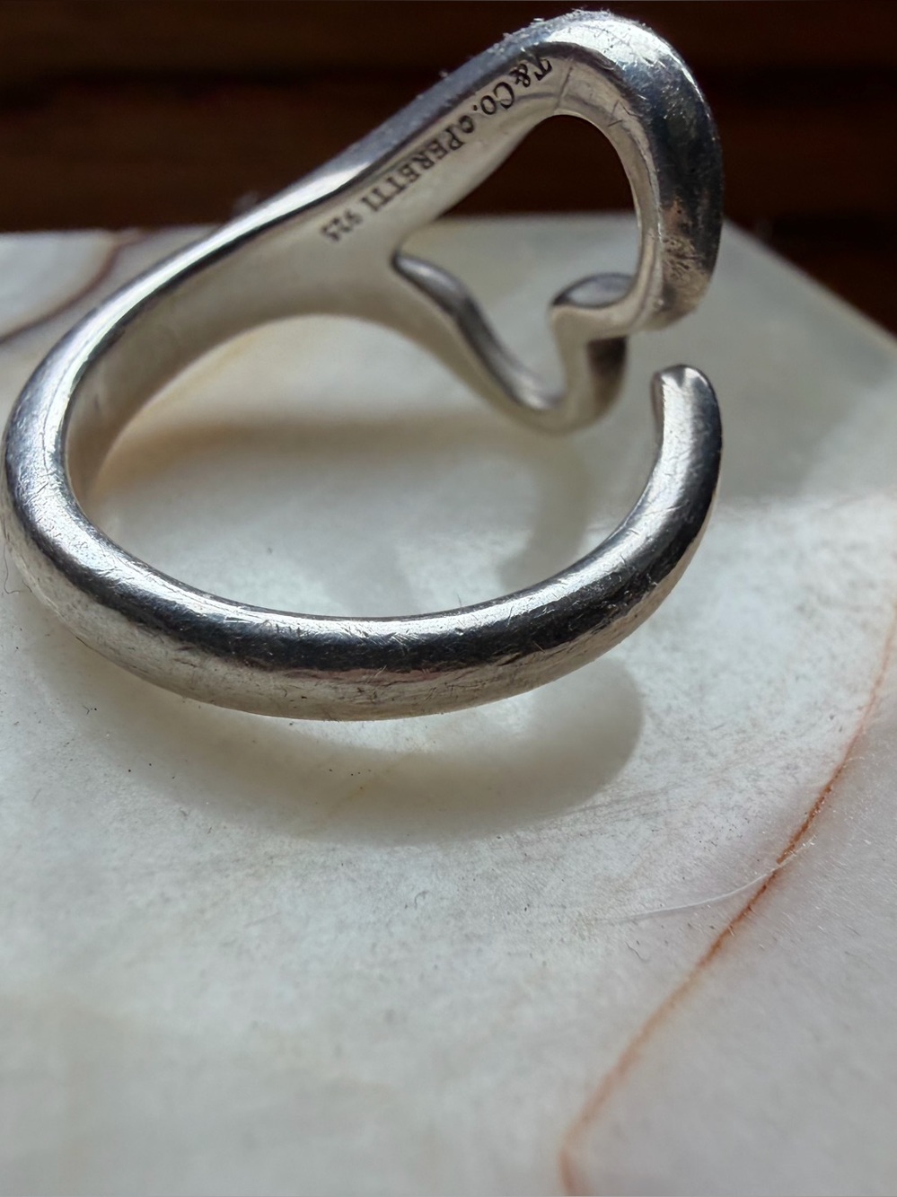 Tiffany & Co. Sterling Silver Peretti OpenHeart Wrap Ring - Silver - Picture 5 of 6